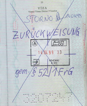 Ilegální přechod hranic
do Rakouska v roce 1999