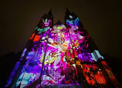 Videomapping -  bazilika sv. Ludmily