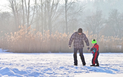 Klouzání na rybníce