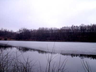 Půlka rybníka je pod ledem