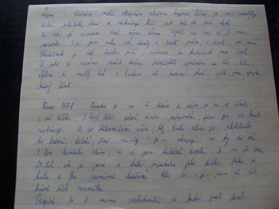 Začátek mého deníčku od roku 1971