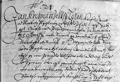 zápis o koupi gruntu z roku 1583 Janem Krčmářem ze vsi Lešany od Markéty Plickové